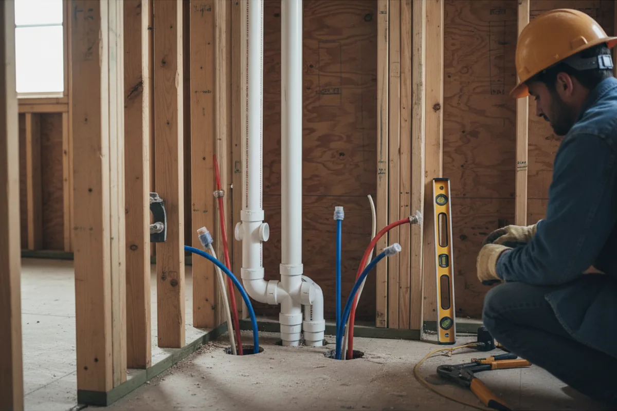 Drain and supply rough-in during Drain Cleaning in Lindsay