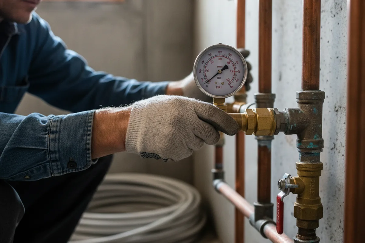 Pressure testing a repaired line during Water Line Repair in Lindsay